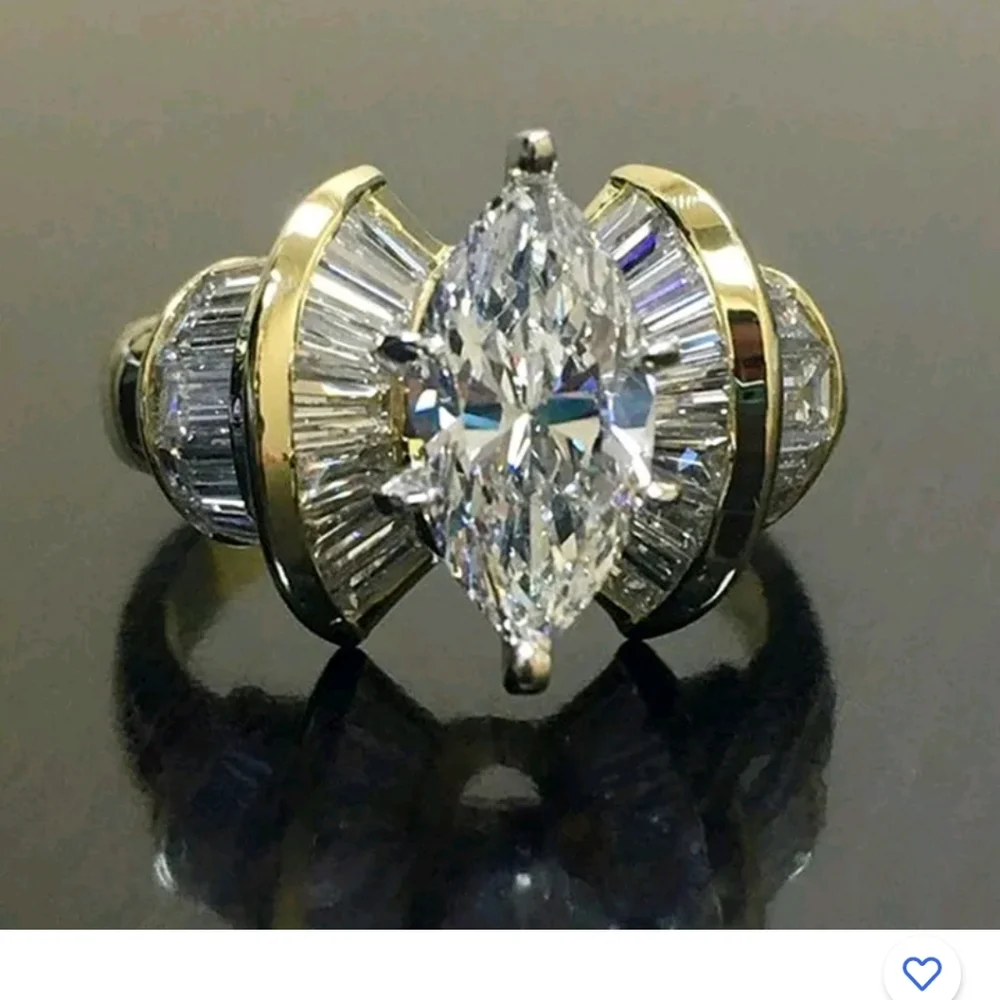 3ct 14K Yellow Gold Marquise Brilliant Dia Ring
